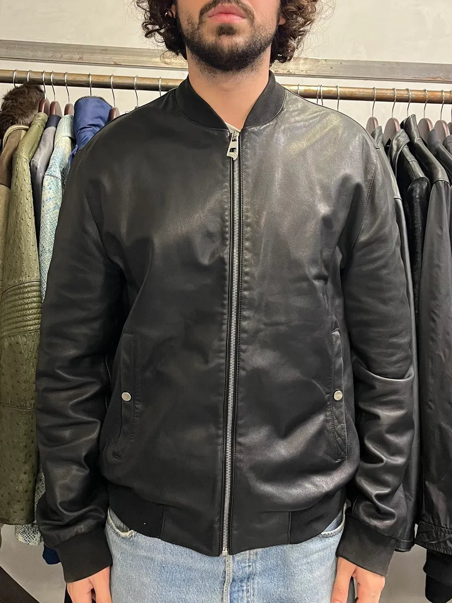 2000s Versace Black Leather Bomber Jacket dbDonoE 1