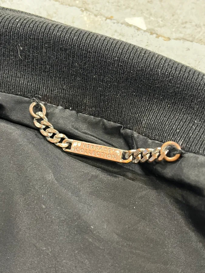 2000s Versace Black Leather Bomber Jacket dbDonoE 10