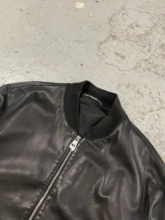 2000s Versace Black Leather Bomber Jacket dbDonoE 4