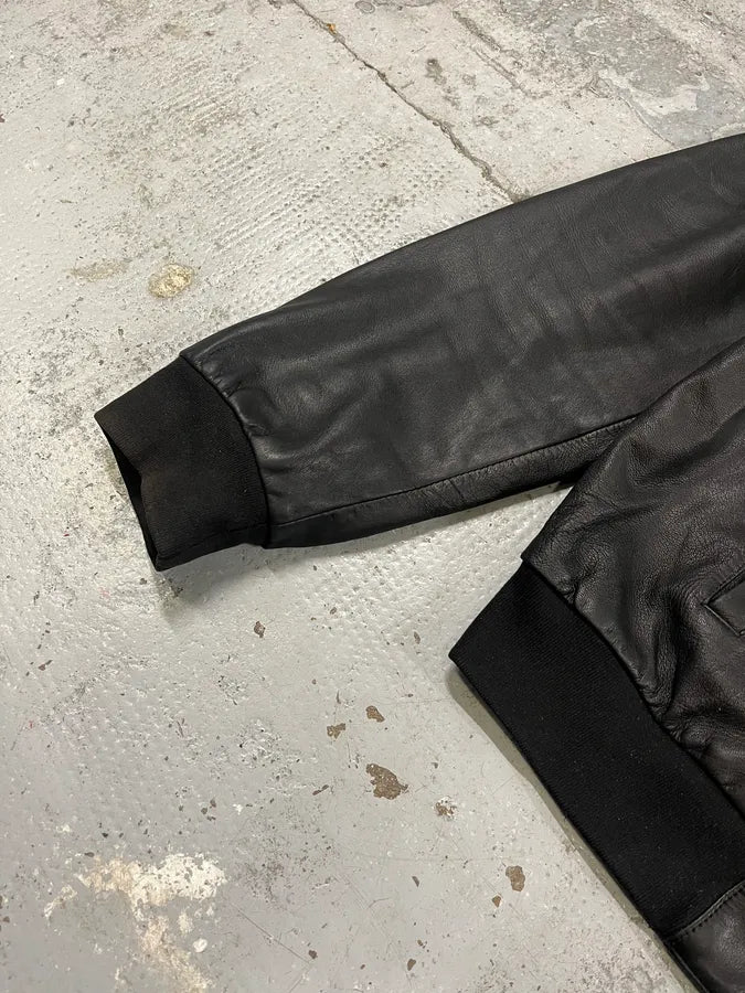 2000s Versace Black Leather Bomber Jacket dbDonoE 5