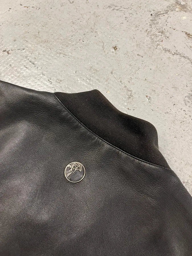 2000s Versace Black Leather Bomber Jacket dbDonoE 7