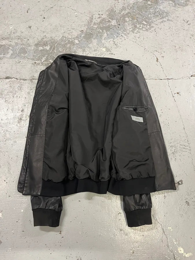 2000s Versace Black Leather Bomber Jacket dbDonoE 8