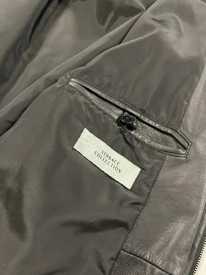2000s Versace Black Leather Bomber Jacket dbDonoE 9