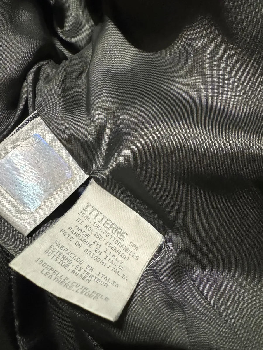 2000s Versace Black Leather Cropped Minimalist Buttoned Jacket (XS) 3