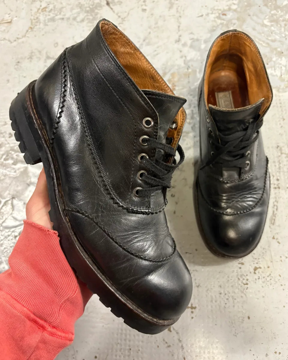 2000s Versace Black Leather Laced Boots jifuMAr 0