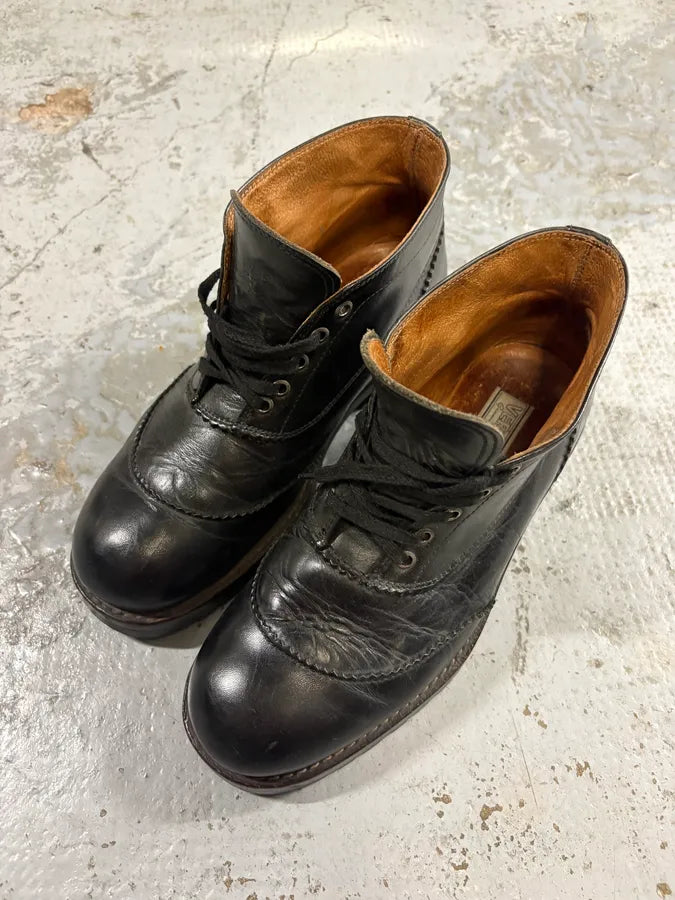 2000s Versace Black Leather Laced Boots jifuMAr 2