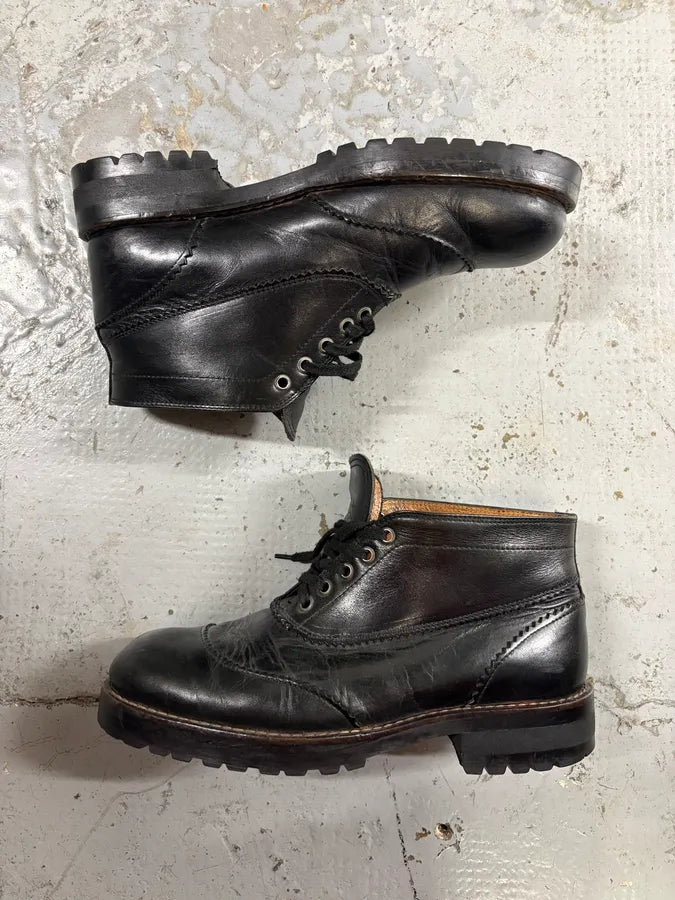 2000s Versace Black Leather Laced Boots jifuMAr 3