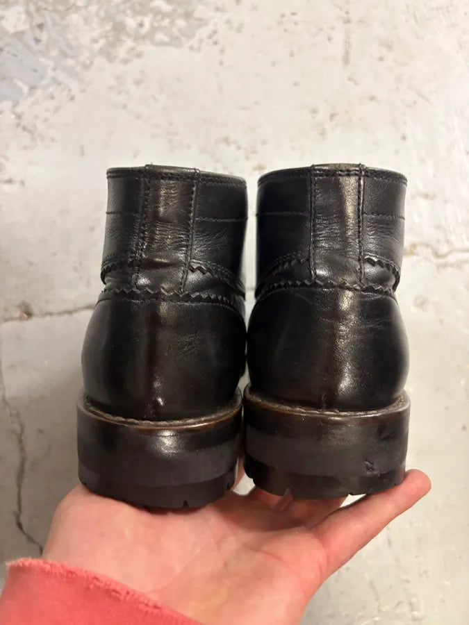 2000s Versace Black Leather Laced Boots jifuMAr 6