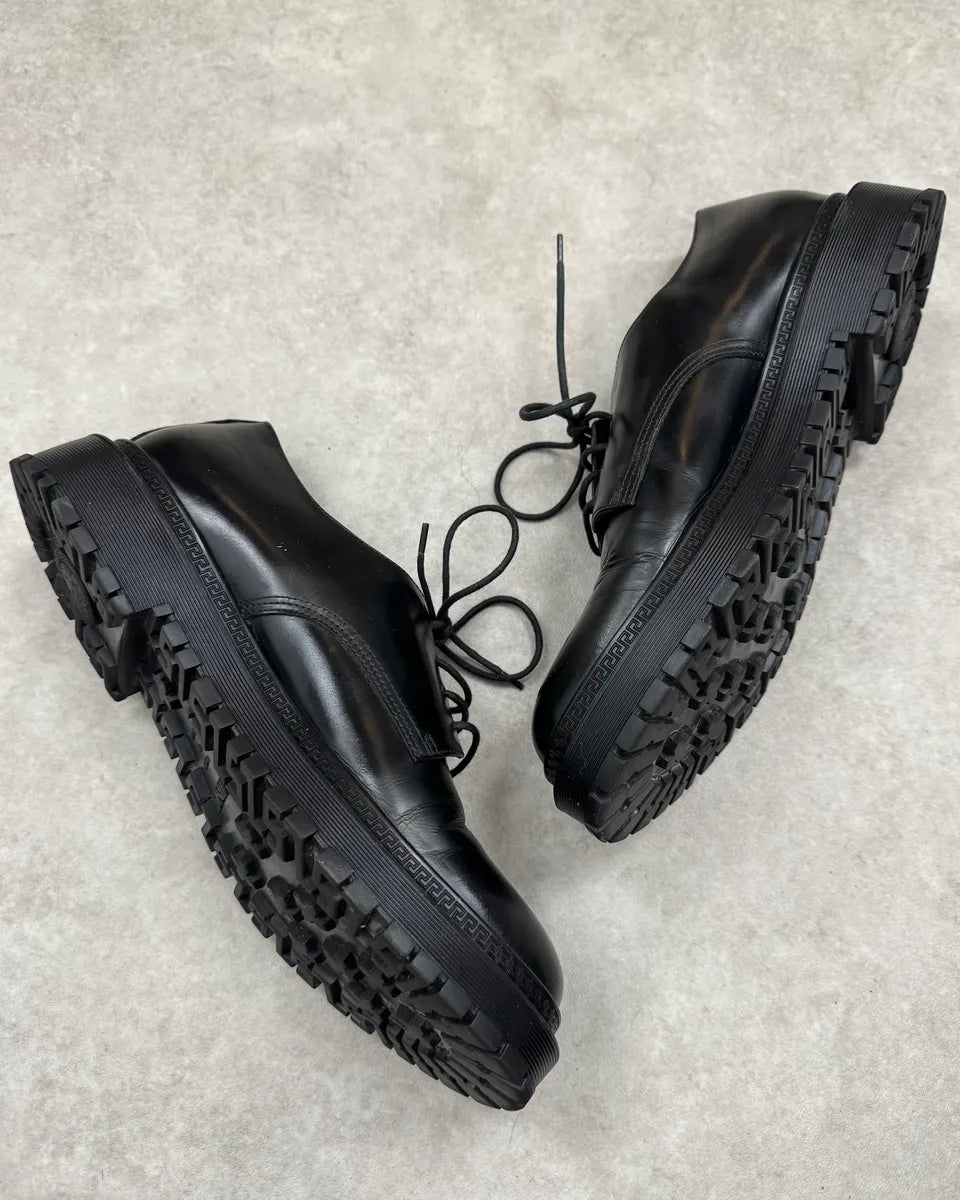 2000s Versace Black Leather Oxford Derby Boots  iqDciJz 3