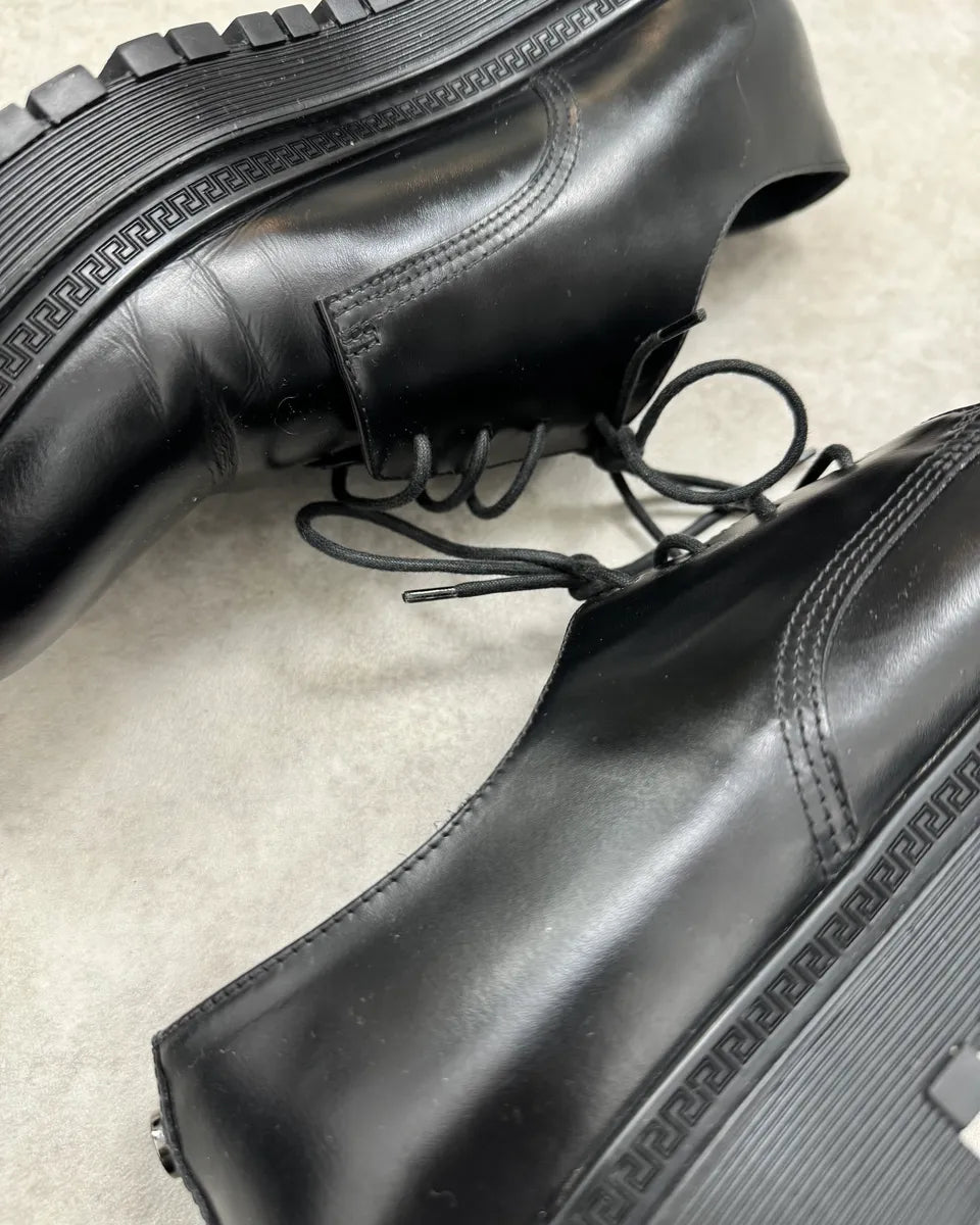 2000s Versace Black Leather Oxford Derby Boots  iqDciJz 4
