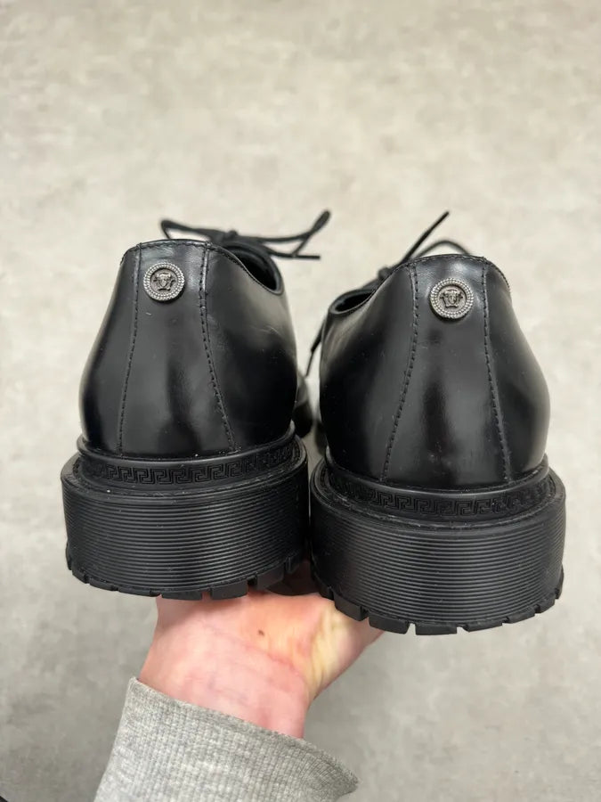2000s Versace Black Leather Oxford Derby Boots  iqDciJz 6