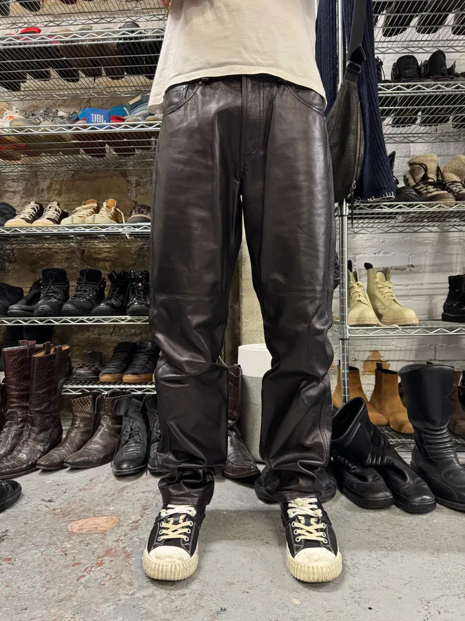 2000s Versace Black Leather Pants (M) okRYUib 0