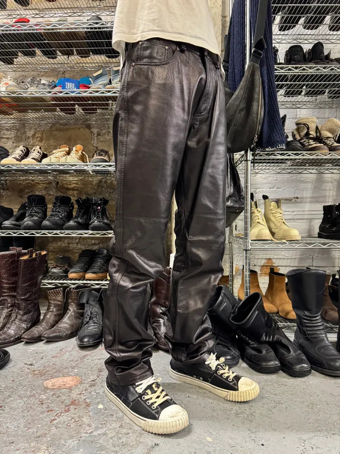 2000s Versace Black Leather Pants (M) okRYUib 1