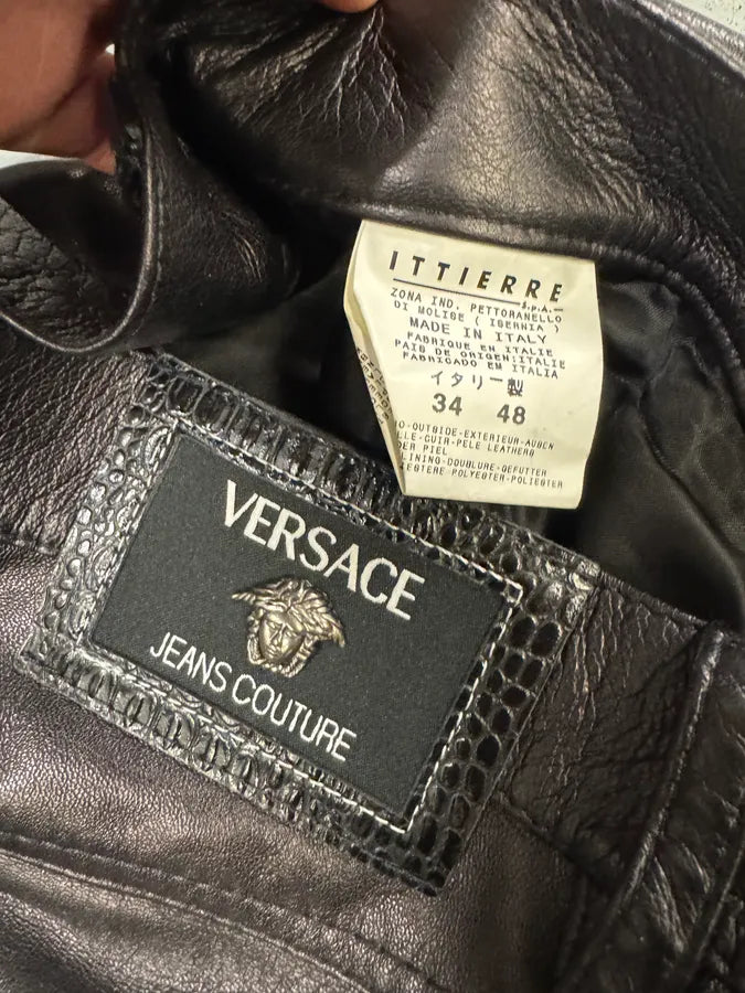 2000s Versace Black Leather Pants (M) okRYUib 10