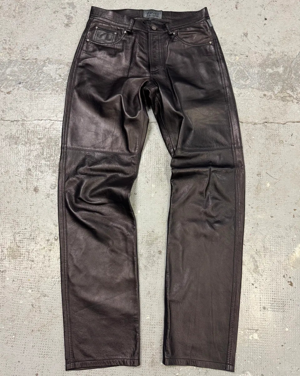 2000s Versace Black Leather Pants (M) okRYUib 3
