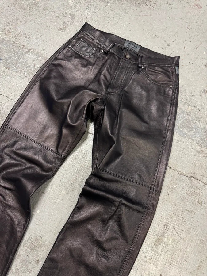2000s Versace Black Leather Pants (M) okRYUib 4