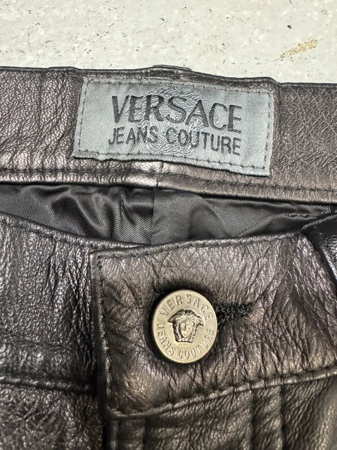 2000s Versace Black Leather Pants (M) okRYUib 5
