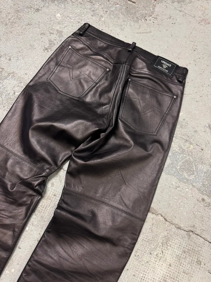 2000s Versace Black Leather Pants (M) okRYUib 6