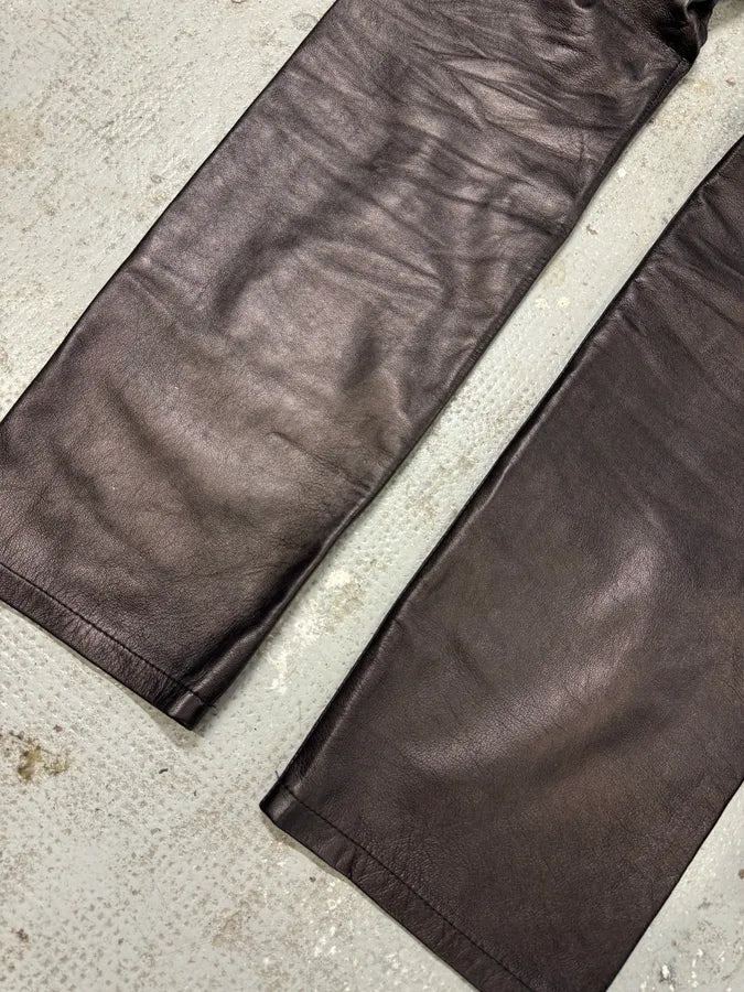 2000s Versace Black Leather Pants (M) okRYUib 7
