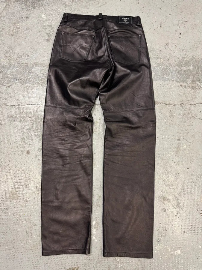 2000s Versace Black Leather Pants (M) okRYUib 8