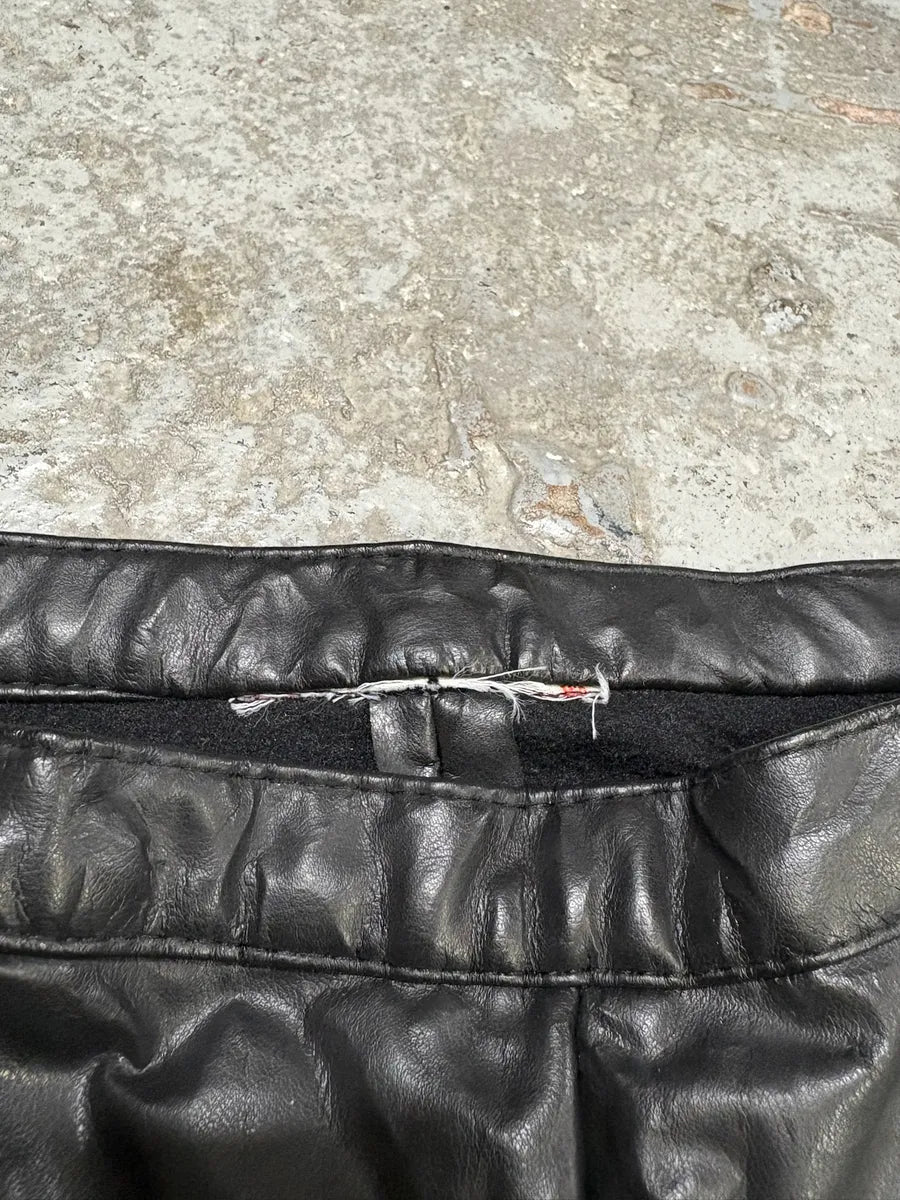 2000s Versace Black Leather Pony Hair Leg Opening Pants xgoaLBG 8