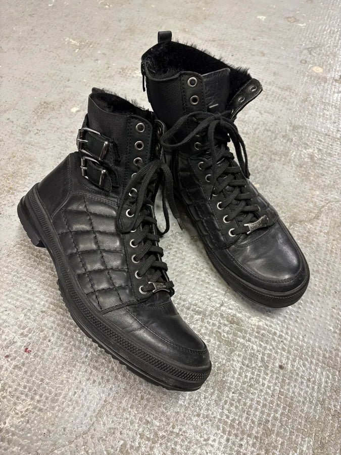 2000s Versace Black Leather Quilted High Sneakers (40eu/us7) yOBaVqi 4