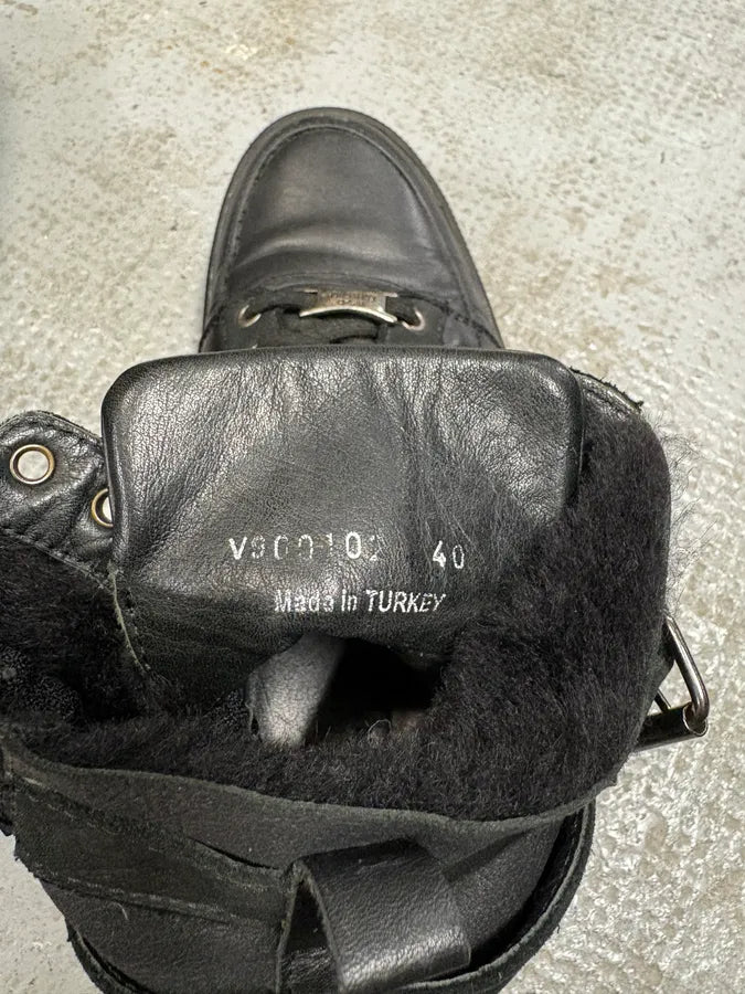 2000s Versace Black Leather Quilted High Sneakers (40eu/us7) yOBaVqi 9