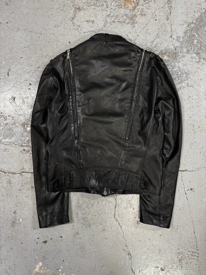 2000s Versace Black Leather Zip Utility Jacket NVOmRXC 3
