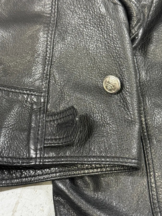 2000s Versace Black Leather Zip Utility Jacket NVOmRXC 7