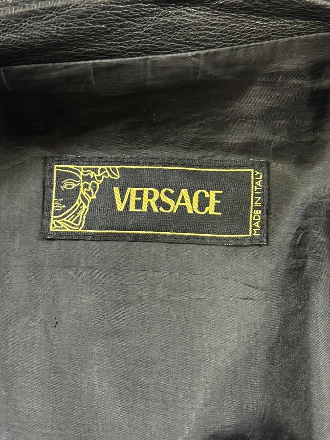 2000s Versace Black Leather Zip Utility Jacket NVOmRXC 8