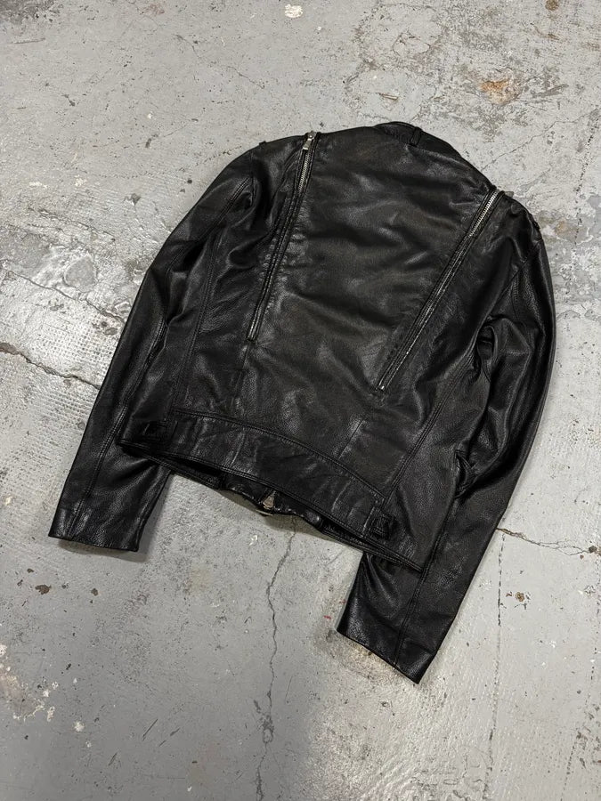 2000s Versace Black Leather Zip Utility Jacket NVOmRXC 5