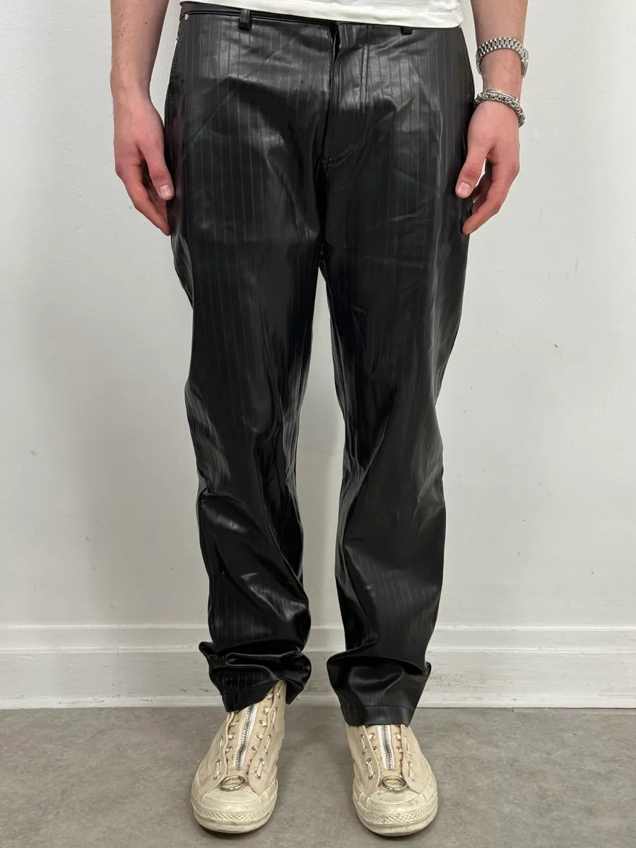 2000s Versace Black Lined Faux Leather Pants cAjIyrP 1