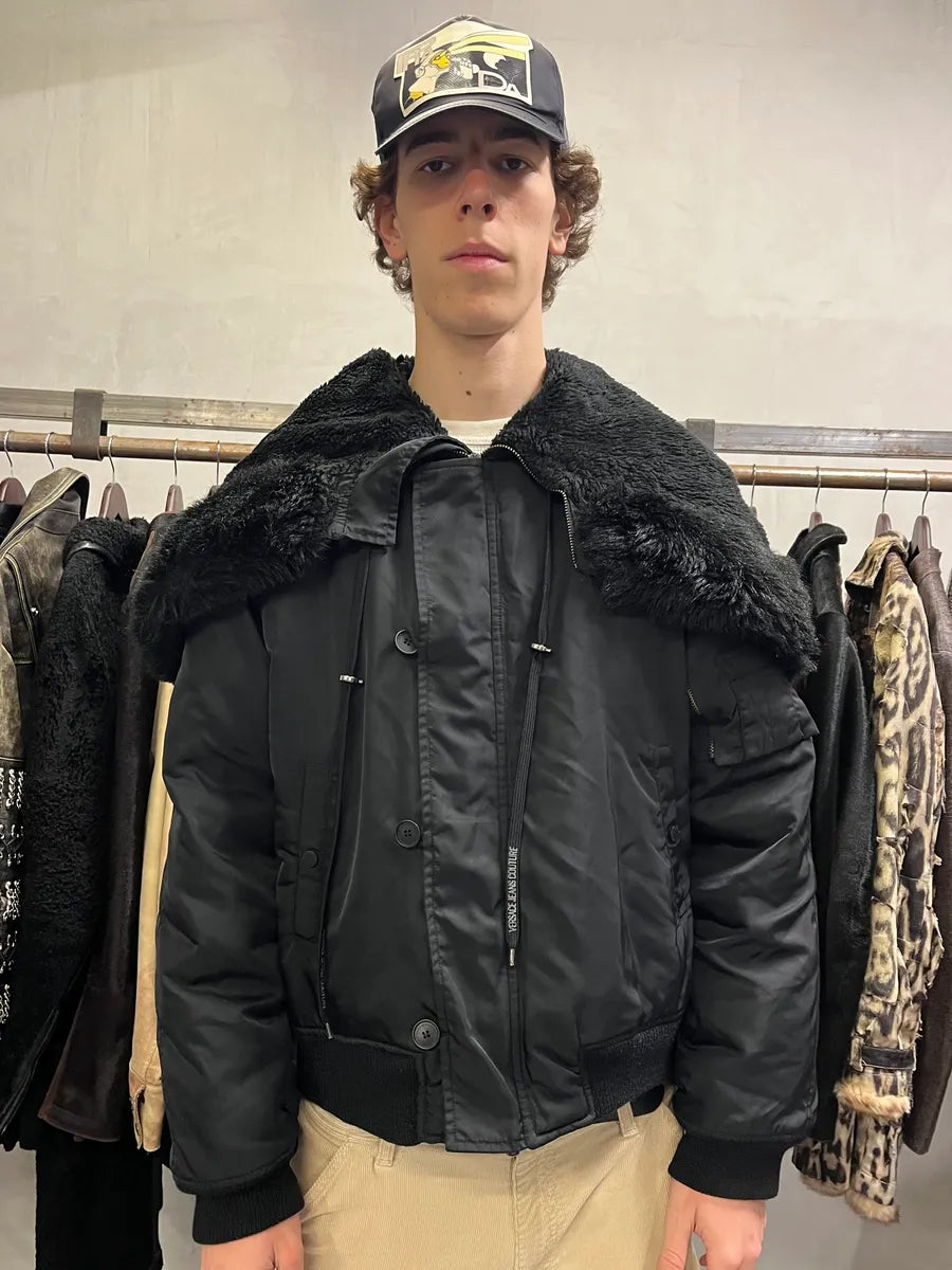 2000s Versace Black Military M1 Bomber Jacket (L) PekkRtQ 5