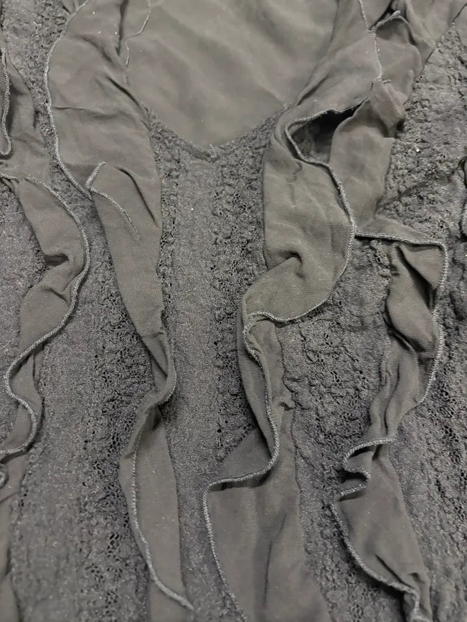 2000s Versace Black Pleats Seaweed Longsleeves Top fywUVsr 5