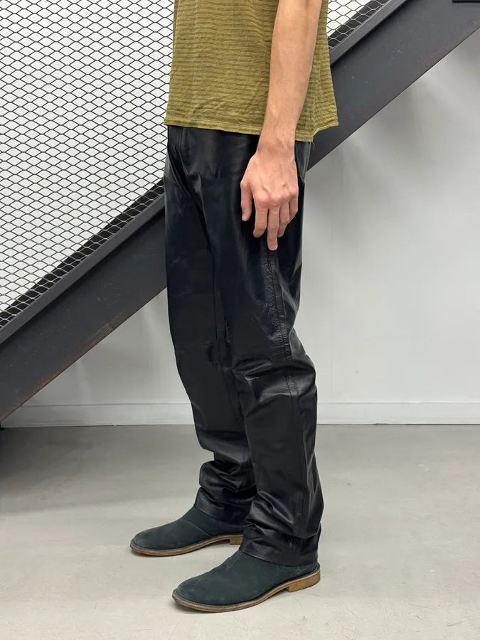 2000s Versace Black Premium Leather Pants pnjXPCy 1