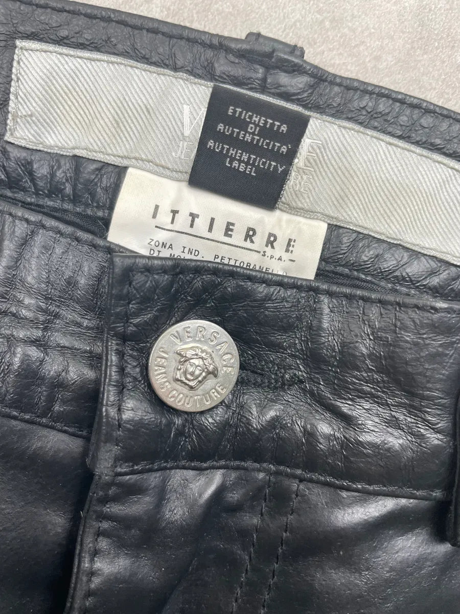 2000s Versace Black Premium Leather Pants pnjXPCy 10