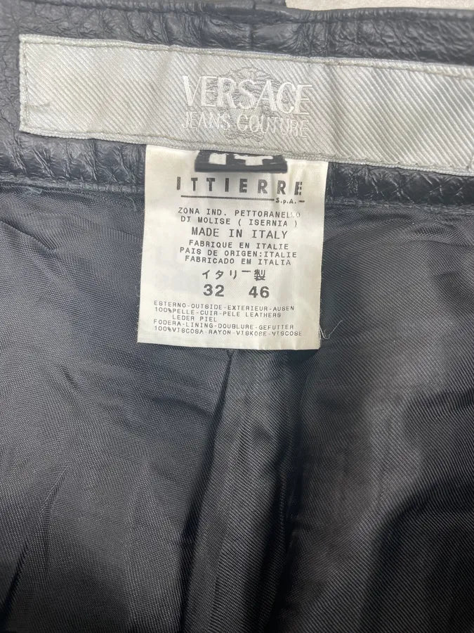 2000s Versace Black Premium Leather Pants pnjXPCy 11