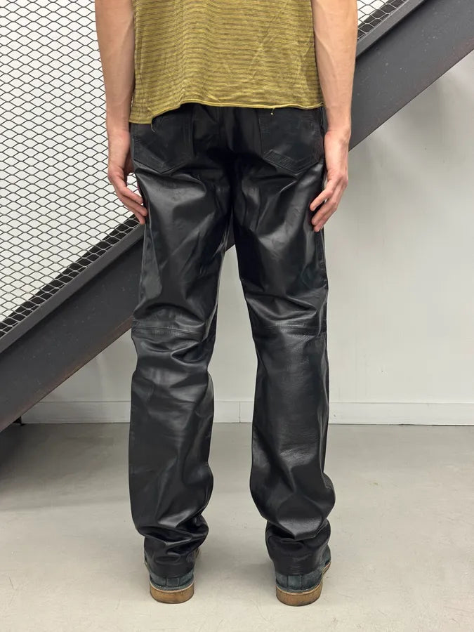 2000s Versace Black Premium Leather Pants pnjXPCy 2