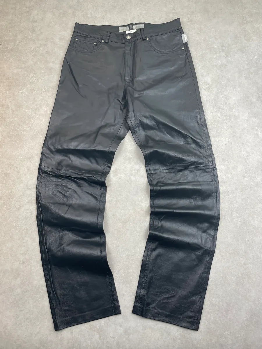2000s Versace Black Premium Leather Pants pnjXPCy 3
