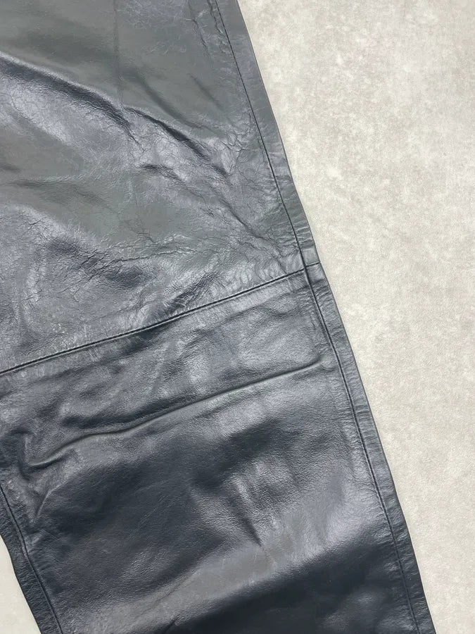 2000s Versace Black Premium Leather Pants pnjXPCy 6
