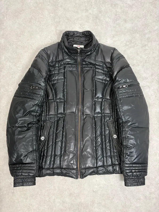 2000s Versace Black Puffer Bomber Jacket GJppAwu 0