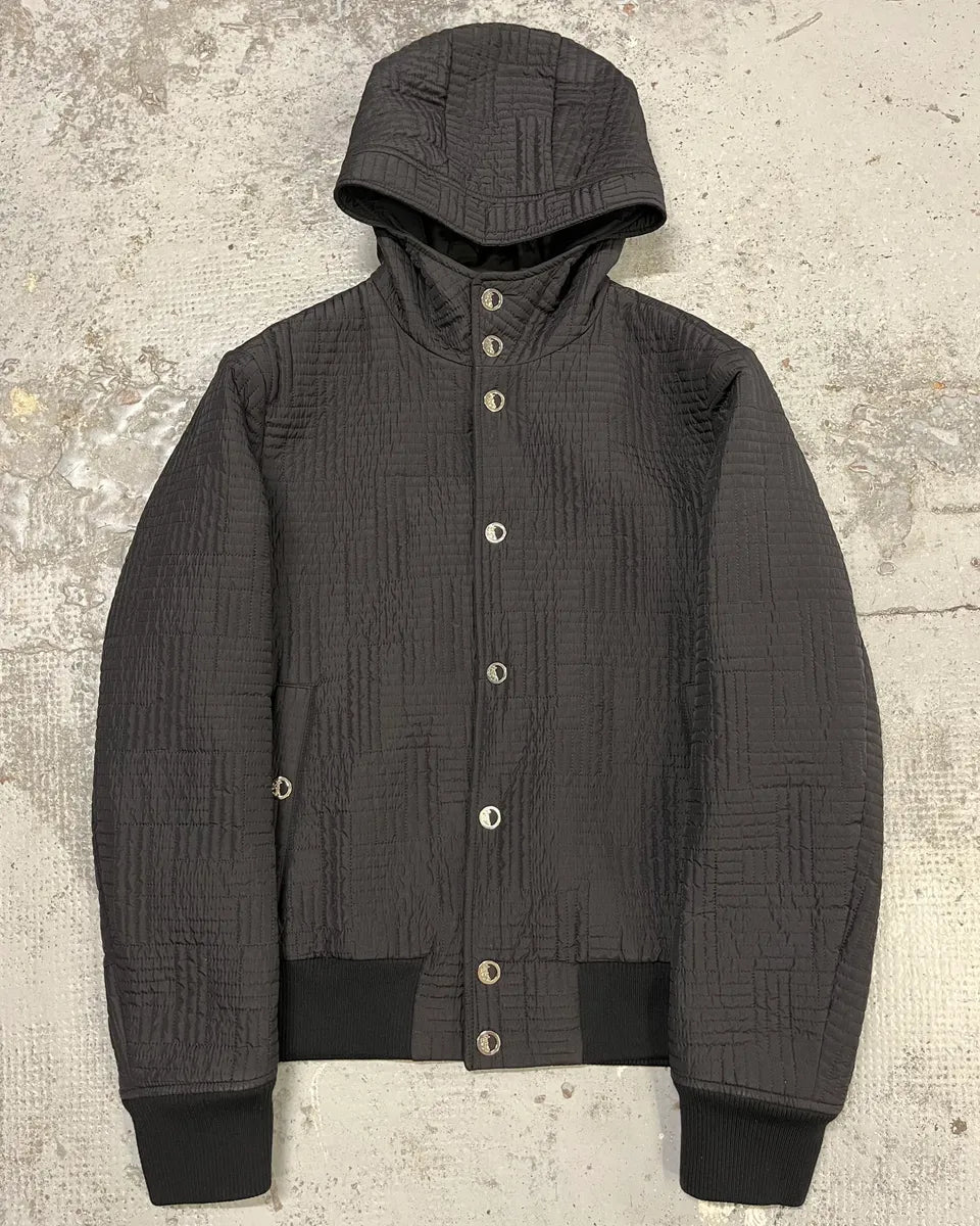 2000s Versace Black Quilted Hooded Jacket rUAoomj 0