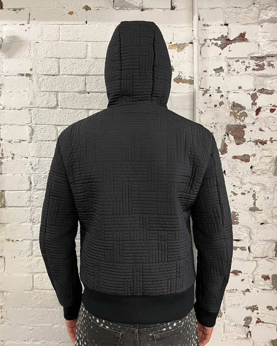 2000s Versace Black Quilted Hooded Jacket rUAoomj 2