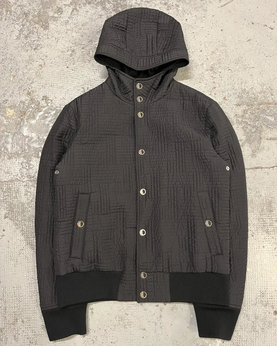 2000s Versace Black Quilted Hooded Jacket rUAoomj 3