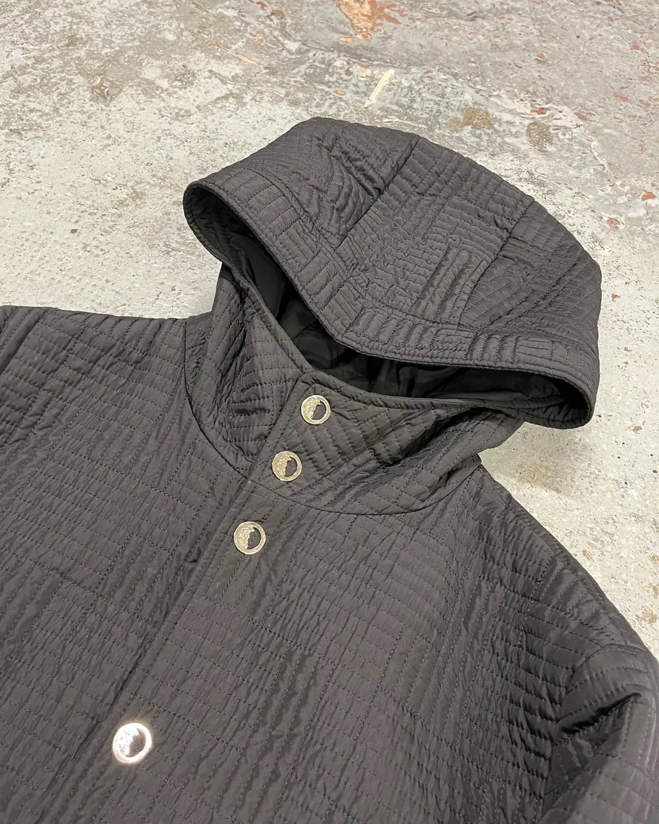 2000s Versace Black Quilted Hooded Jacket rUAoomj 4