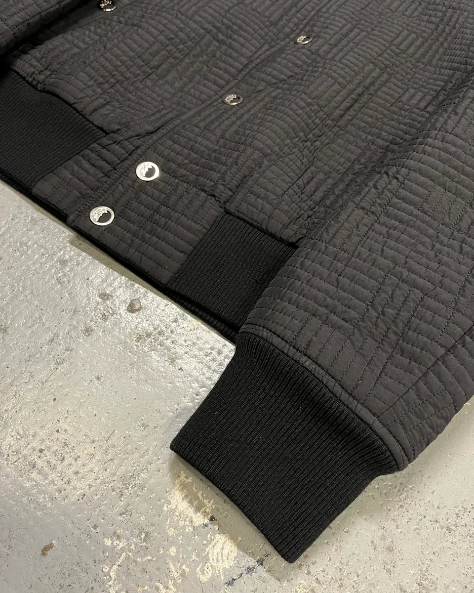 2000s Versace Black Quilted Hooded Jacket rUAoomj 5