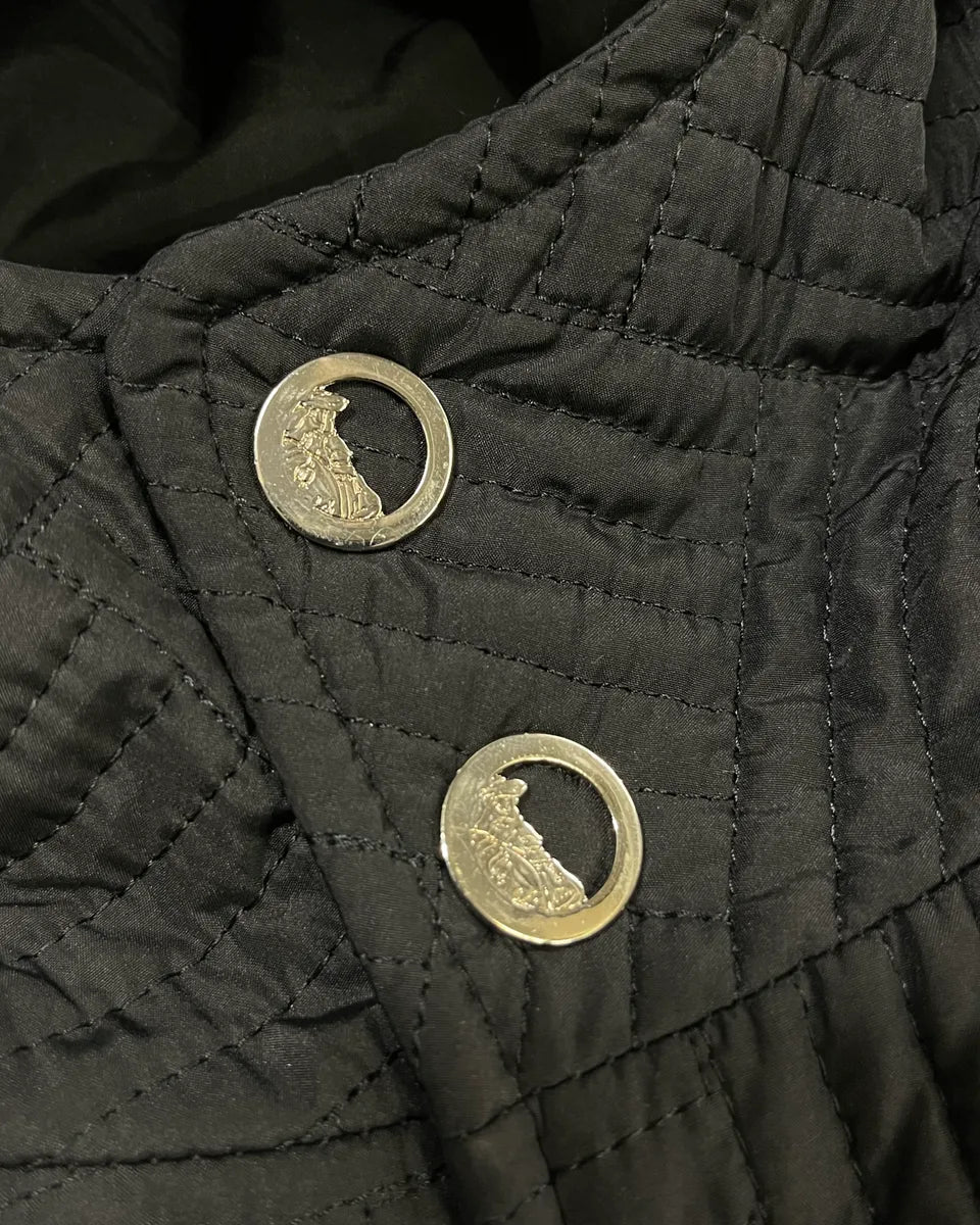 2000s Versace Black Quilted Hooded Jacket rUAoomj 6