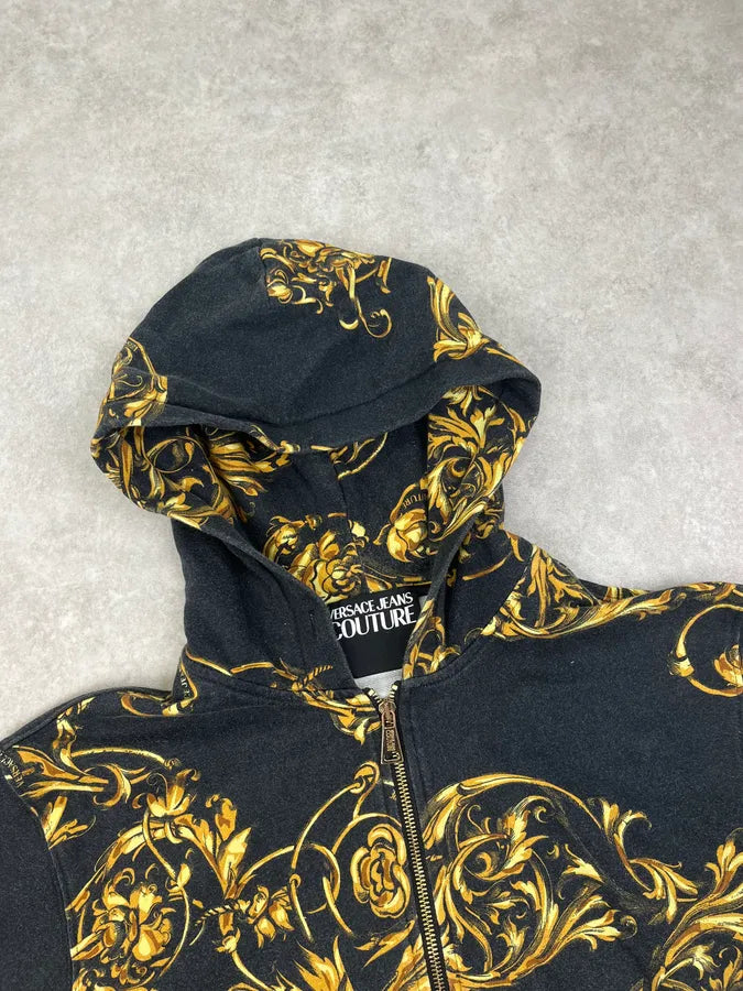 2010s Versace Black Royal Golden Baroque Zip-up Hoodie TLTvllz 3