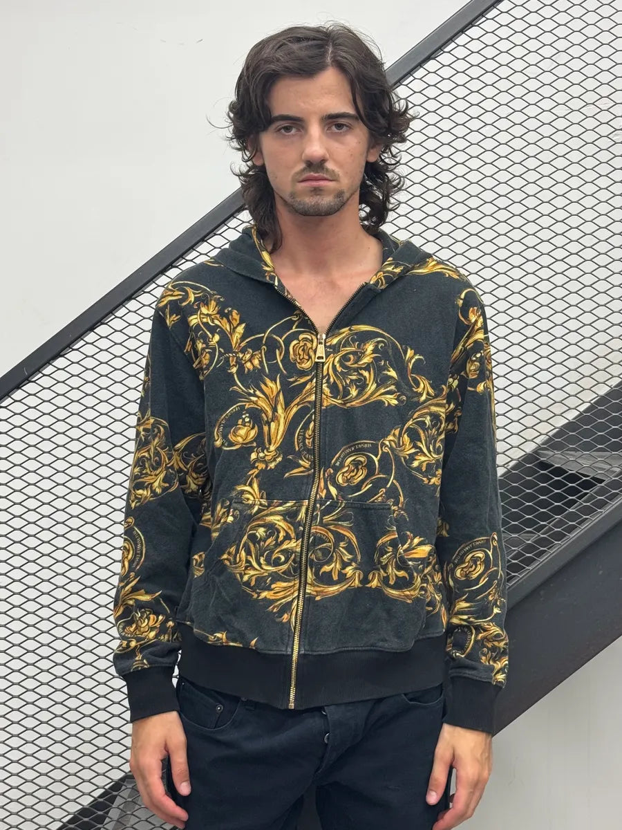 2010s Versace Black Royal Golden Baroque Zip-up Hoodie TLTvllz 1
