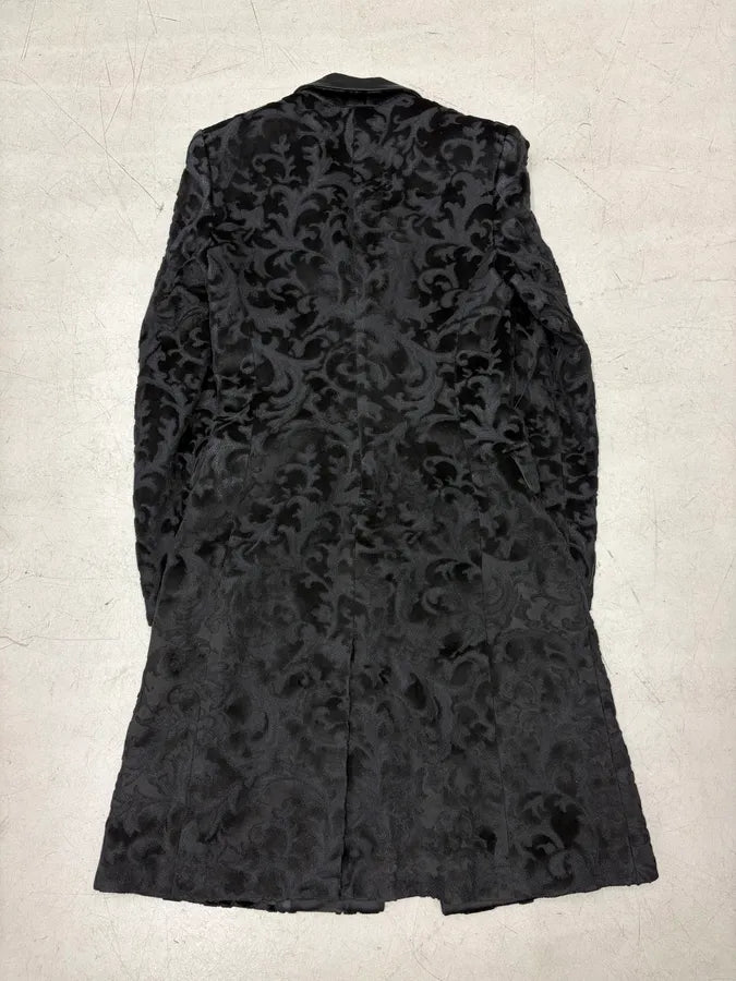 2000s Versace Black Royal Velvet Long Coat CjIIbnP 5